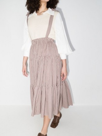 Batsheva Amy gingham tiered skirt / check skirts with tie straps