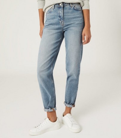 REISS BAY HIGH RISE SLIM STRAIGHT CUT JEANS MID BLUE - flipped