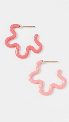 Bea Bongiasca Two Tone Asymmetrical Flower Earrings / pink enamel floral jewellery - flipped