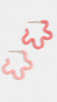 Bea Bongiasca Two Tone Asymmetrical Flower Earrings / pink enamel floral jewellery