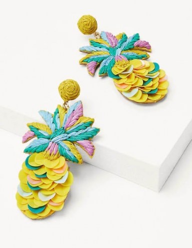 BODEN Sequin Earrings Pineapple / playful tropical fruit jewellery