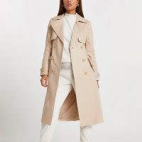 River Island Beige quilted longline trench coat – neutral classic style coats