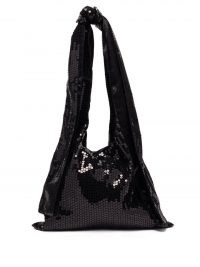 JUNYA WATANABE Knotted-strap sequinned tote bag – glittering black shoulder bags