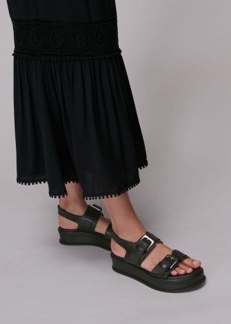 WHISTLES MARLEY DOUBLE BUCKLE SANDAL / black chunky sole sandals - flipped