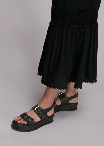 WHISTLES MARLEY DOUBLE BUCKLE SANDAL / black chunky sole sandals