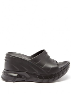 GIVENCHY Marshmallow grooved-rubber wedged mules | black wedge heel mule - flipped