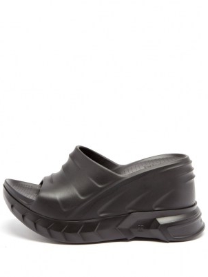 GIVENCHY Marshmallow grooved-rubber wedged mules | black wedge heel mule