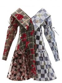 CHOPOVA LOWENA Exaggerated-collar flocked-taffeta mini dress – dresses with volume – oversized collars