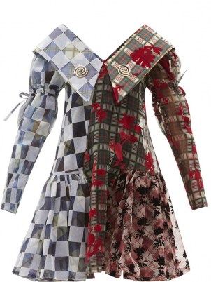 CHOPOVA LOWENA Exaggerated-collar flocked-taffeta mini dress – dresses with volume – oversized collars - flipped