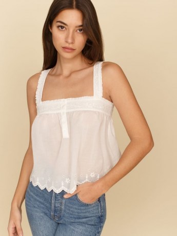 REFORMATION Blue Jay Top ~ white summer babydoll tops