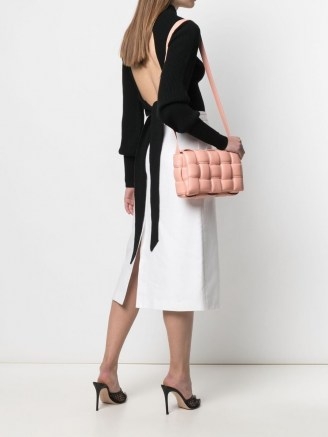 Bottega Veneta Padded Cassette crossbody bag ~ pink woven shoulder bags - flipped