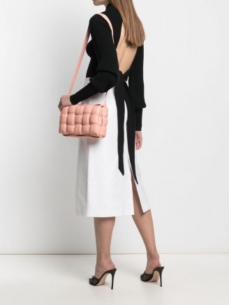 Bottega Veneta Padded Cassette crossbody bag ~ pink woven shoulder bags