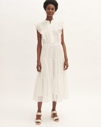 JIGSAW BRODERIE TIERED MAXI DRESS / feminine summer dresses