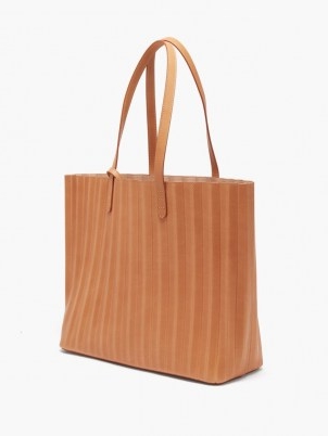 MANSUR GAVRIEL Pleated leather tote bag ~ brown pleat detail shopper
