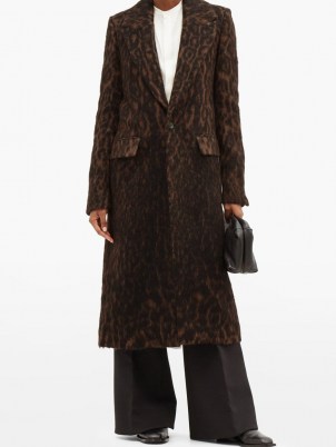 MARINA MOSCONE Chocolate-brown single-breasted leopard-print coat - flipped