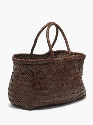 DRAGON DIFFUSION Brown Triple Jump large woven-leather tote bag - flipped