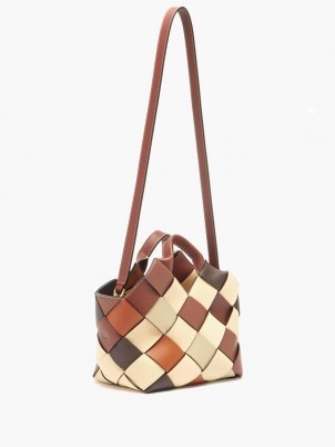 LOEWE Woven upcycled-leather handbag – tonal brown handbags – luxury shoulder bags - flipped