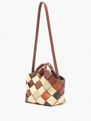 LOEWE Woven upcycled-leather handbag – tonal brown handbags – luxury shoulder bags