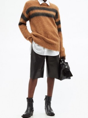 ACNE STUDIOS Brushed intarsia-striped sweater in brown - flipped