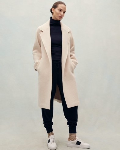 JIGSAW BRUSHED WOOL COAT in Cream ~ neutral luxe coats - flipped