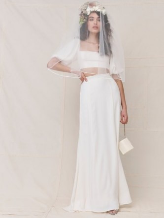 REFORMATION Brynna Two Piece ~ contemporary bridal outfits ~ crop top and maxi skirt wedding set - flipped