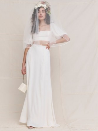 REFORMATION Brynna Two Piece ~ contemporary bridal outfits ~ crop top and maxi skirt wedding set