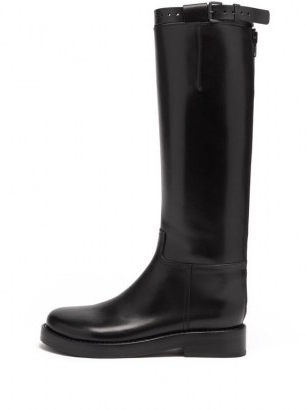 ANN DEMEULEMEESTER Buckled-strap leather knee-high boots