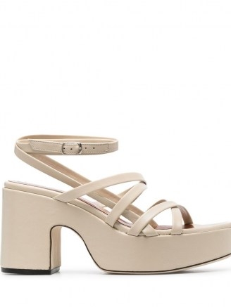 BY FAR Pamela leather sandals / strappy summer platforms - flipped