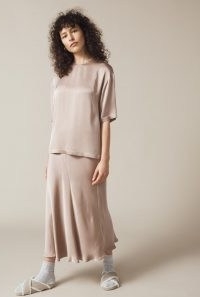 GHOST CARO SATIN SKIRT Light Taupe ~ neutral loungewear skirts