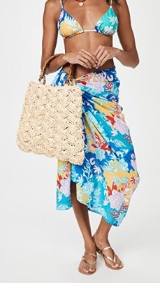 Caterina Bertini Straw Bamboo Handle Tote / summer bags - flipped