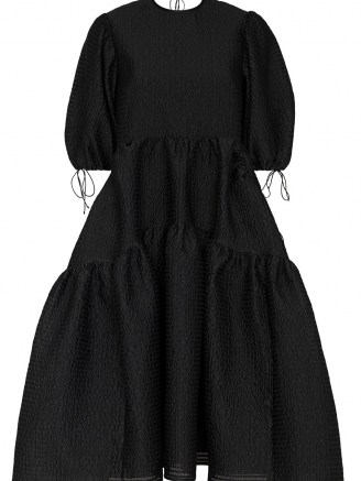 Cecilie Bahnsen Lara tiered midi dress ~ black romantic-style full dresses - flipped