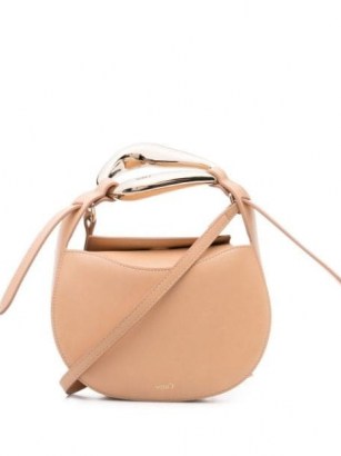 Chloé small Kiss purse in sandy beige / small luxe shoulder bags / sculptural mental top handle bag - flipped