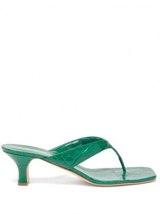 PARIS TEXAS Green crocodile-effect leather sandals - flipped