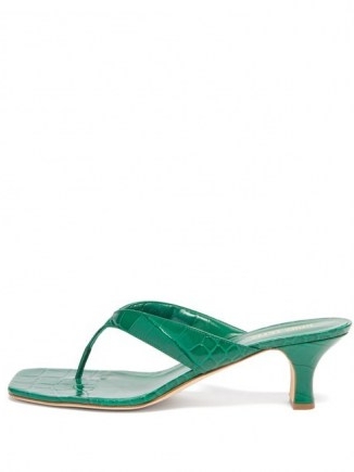 PARIS TEXAS Green crocodile-effect leather sandals