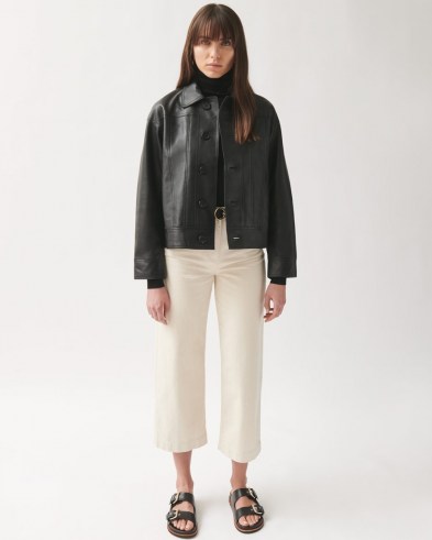 JIGSAW CROPPED LEATHER JACKET ~ casual luxe jackets - flipped