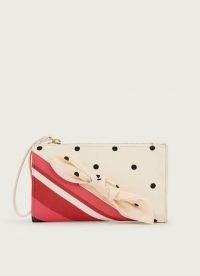 L.K. BENNETT DELILAH STRIPE AND POLKA DOT FABRIC CLUTCH ~ bow embellished mixed print bags