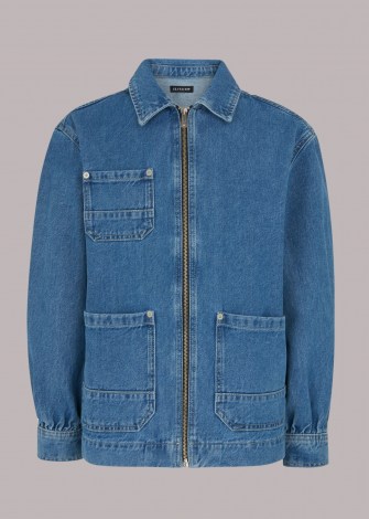 WHISTLES ZIP FRONT DENIM CARGO JACKET ~ oversized organic cotton jackets - flipped