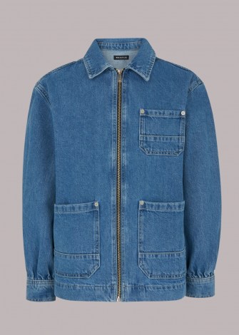 WHISTLES ZIP FRONT DENIM CARGO JACKET ~ oversized organic cotton jackets