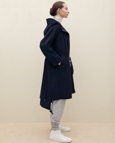JIGSAW DOUBLE FACE OVERSIZED PARKA Navy ~ chic dark blue hooded coats ~ contemporary parkas - flipped