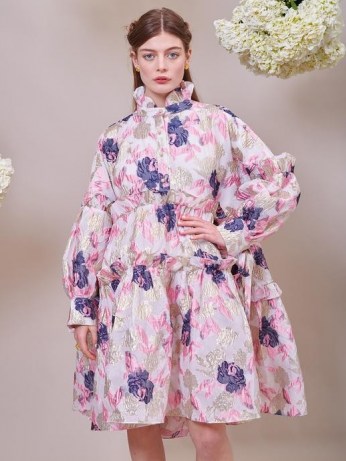 sister jane DREAM Camellia Jacquard Midi Dress ~ romantic voluminous dresses ~ ruffled fashion with volume