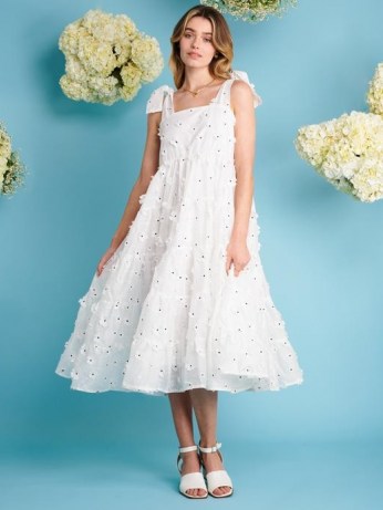 sister jane Almond Blossom Midi Dress / floral applique summer dresses / 3D flower covered fashion - flipped