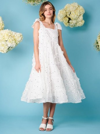 sister jane Almond Blossom Midi Dress / floral applique summer dresses / 3D flower covered fashion