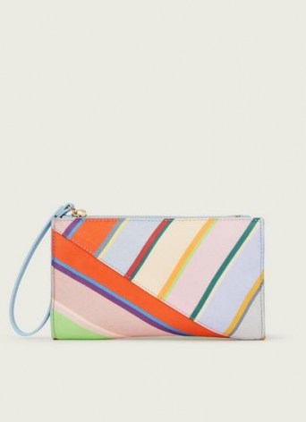 L.K. BENNETT DUNE MULTI-COLOURED STRIPE FABRIC CLUTCH ~ bright multicoloured pouch bag - flipped
