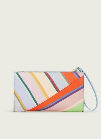 L.K. BENNETT DUNE MULTI-COLOURED STRIPE FABRIC CLUTCH ~ bright multicoloured pouch bag