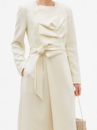 ROLAND MOURET Edintore pleated wool-crepe coat ~ chic white coats - flipped