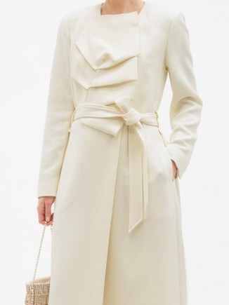 ROLAND MOURET Edintore pleated wool-crepe coat ~ chic white coats