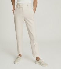 REISS EMBER SLIM FIT TAILORED TROUSERS CREAM