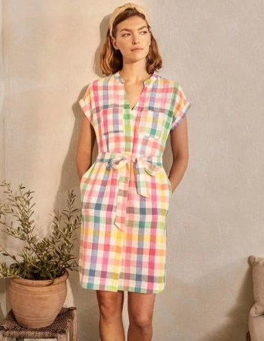 BODEN Evie Linen Shirt Dress / checked summer dresses