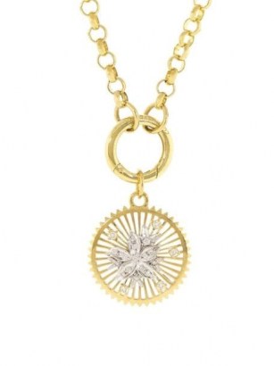 Foundrae 18kt yellow gold diamond medium Mille Fleur pendant / luxe floral pendants - flipped