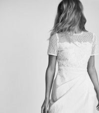 REISS FREYDA LACE DETAILED MINI DRESS / white short sleeve summer event dresses designed with a feminine look